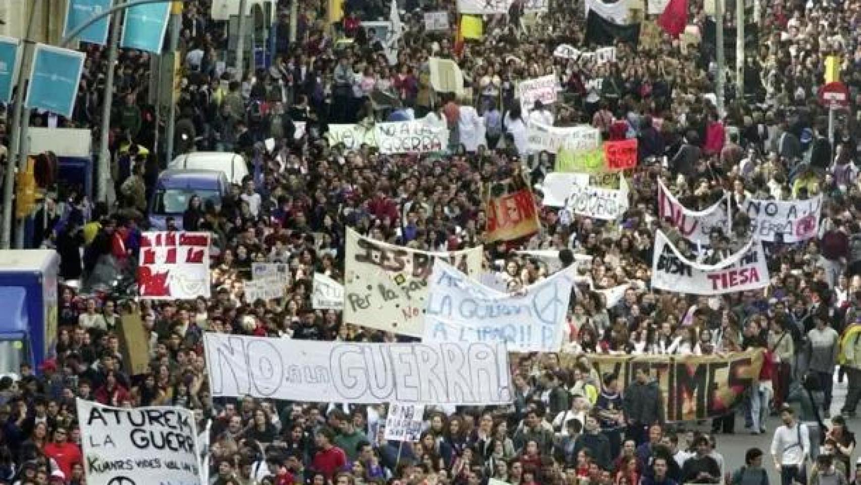 Manifestación con el lema ‘No a la guerra’ en 2003 en Barcelona
