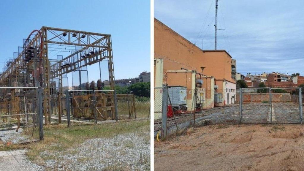 A la izquierda, imagen anterior de la subestación de Terrassa y a la derecha, una vez renovada