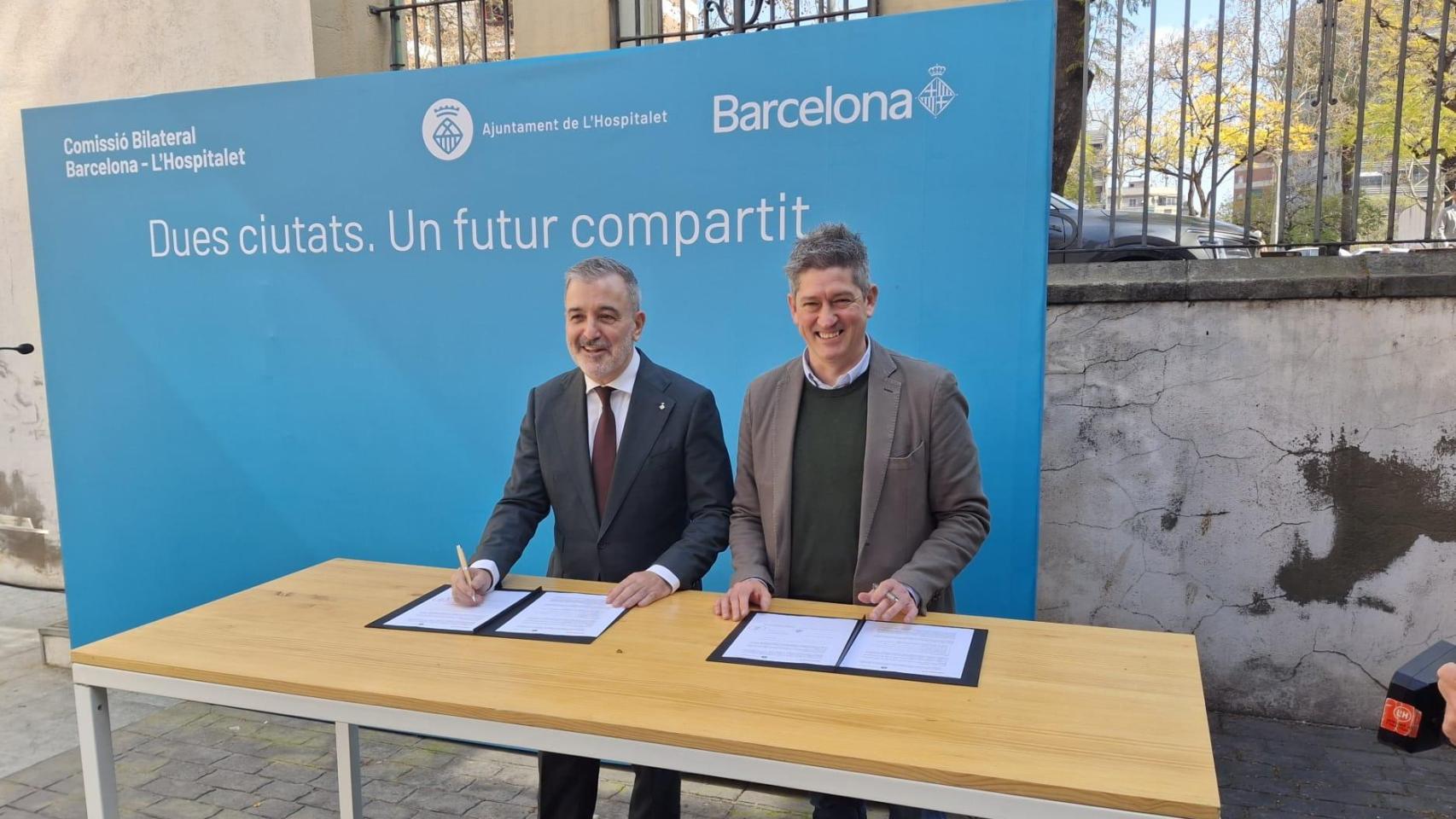Los alcaldes de Barcelona y L'Hospitalet, Jaume Collboni y David Quirós