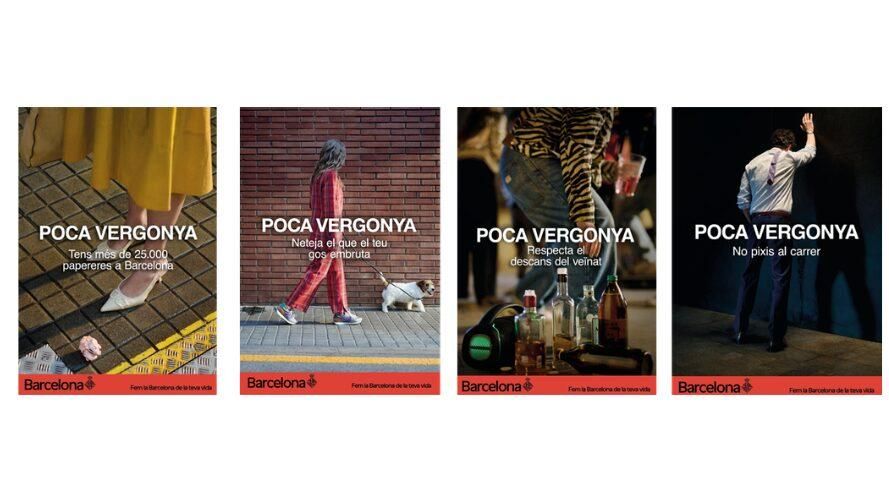 Cartells de la campanya 'Poca Vergonya' per frenar l'incivisme a Barcelona