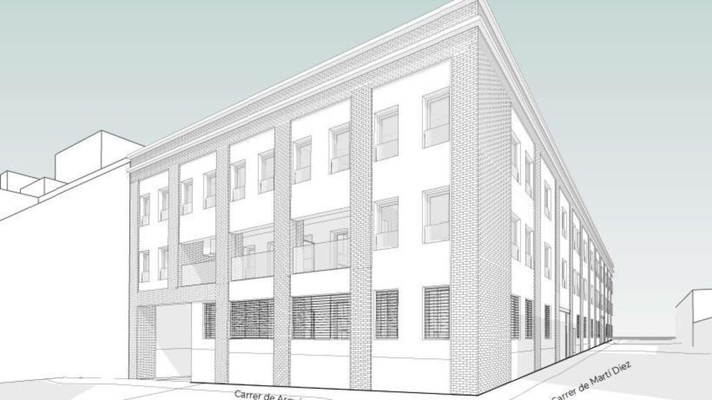 Render del nuevo edificio en la fábrica Pefasa de Terrassa