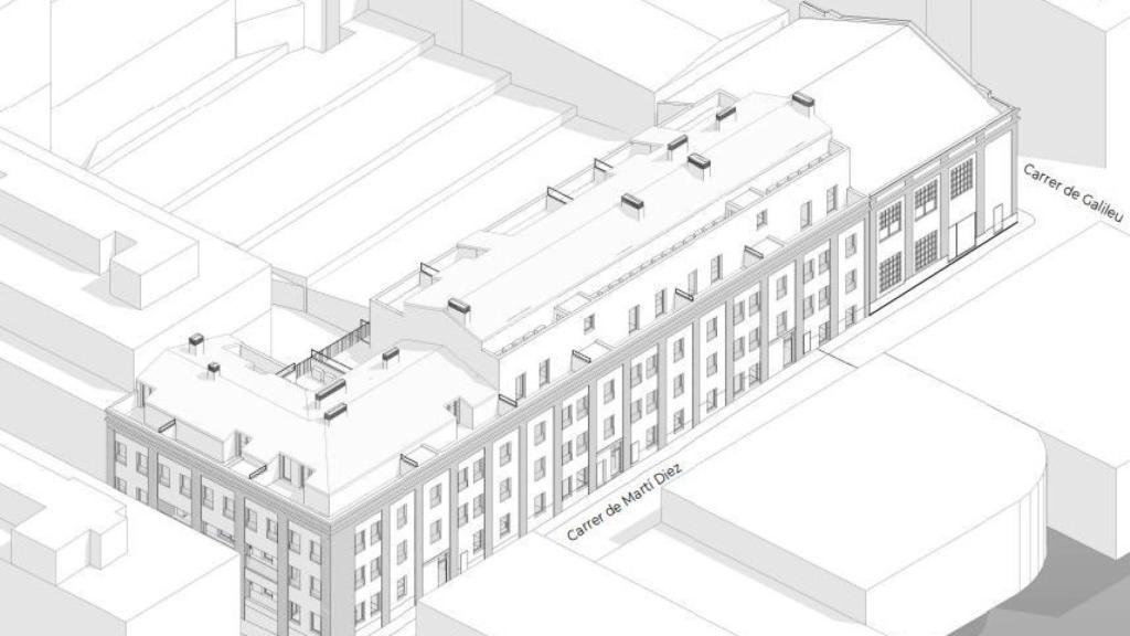 Render de la nova promoció que s'ha projectat a l'antiga fàbrica Pefasa de Terrassa