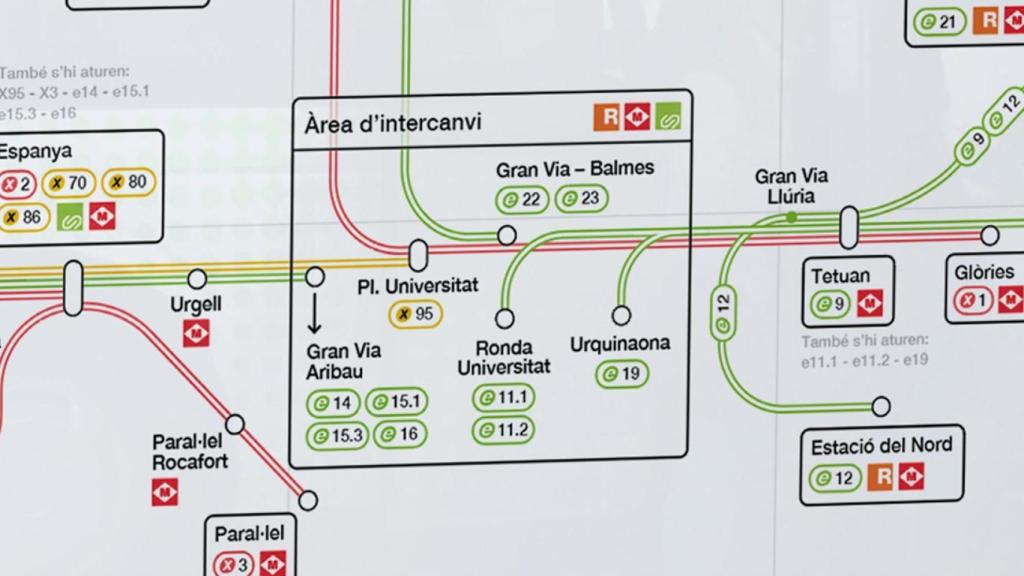 Plànol integrat dels autobusos exprés de la Gran Barcelona