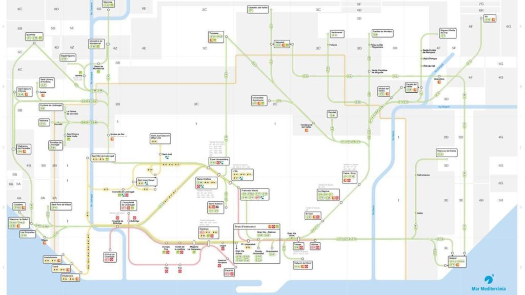 Plànol integrat dels autobusos exprés de la Gran Barcelona