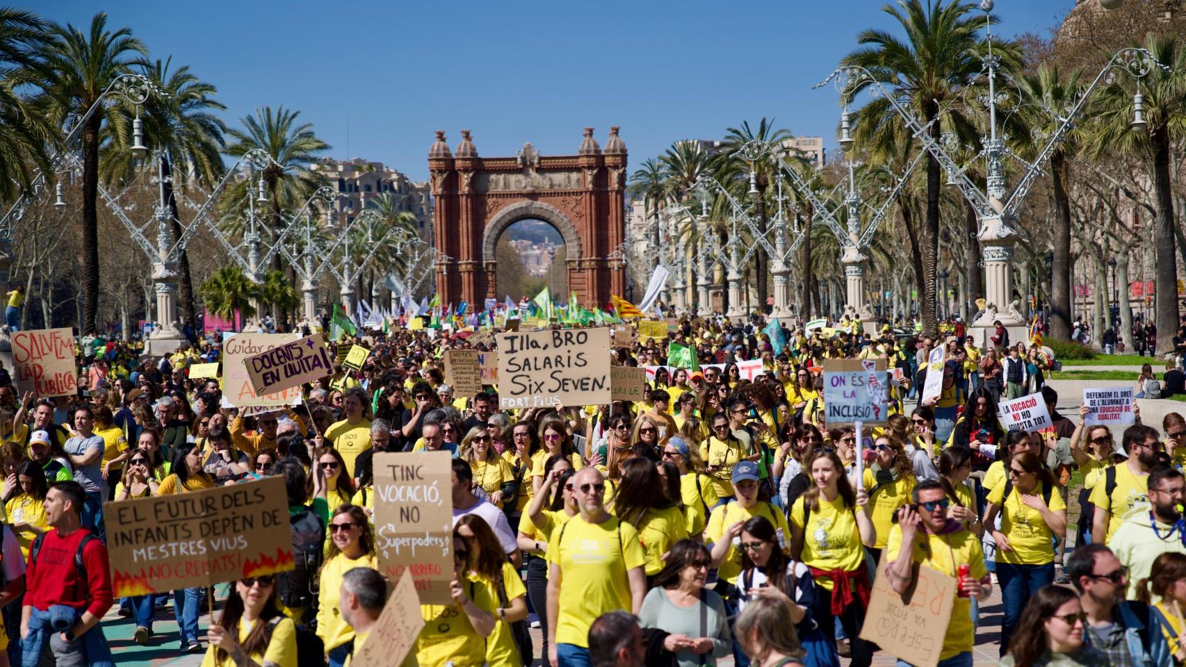 Los docentes durante la manifestación en una imagen de archivo