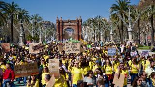 Los docentes durante la manifestación en una imagen de archivo