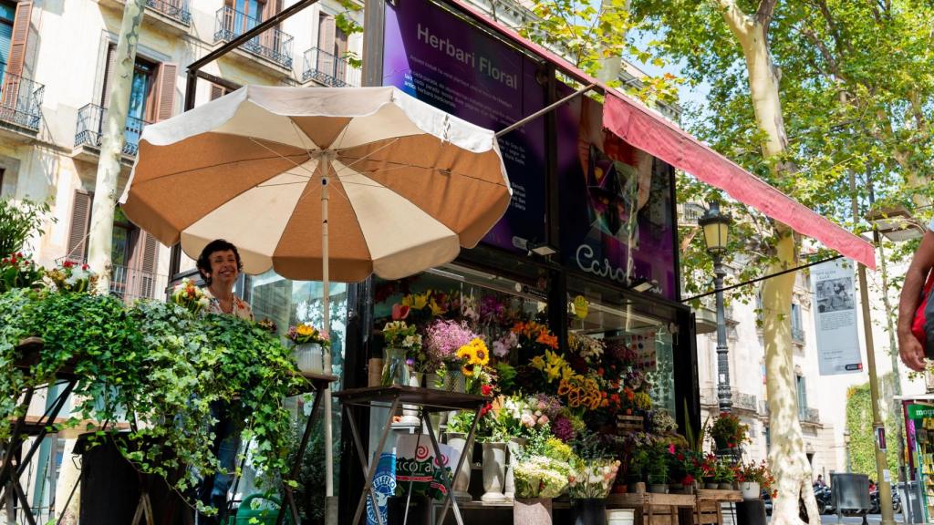 Floristas en La Rambla de Barcelona