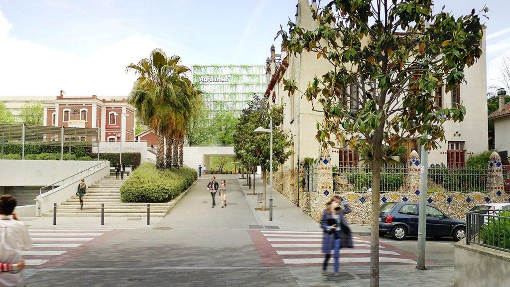 Render del pas a cota de carrer de l'estació de Rodalies a Sant Joan Despí