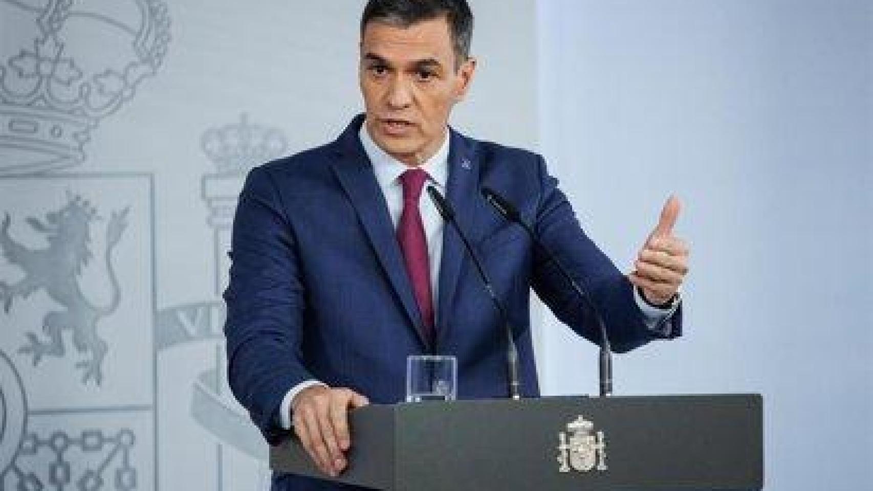 Pedro Sánchez en una rueda de prensa