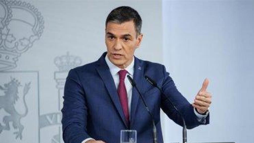 Pedro Sánchez en una rueda de prensa