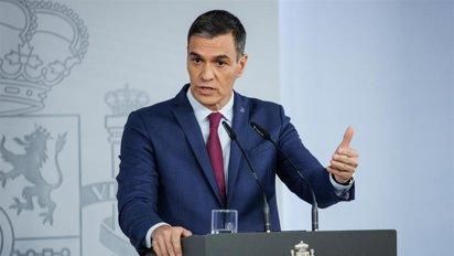 Pedro Sánchez en una rueda de prensa