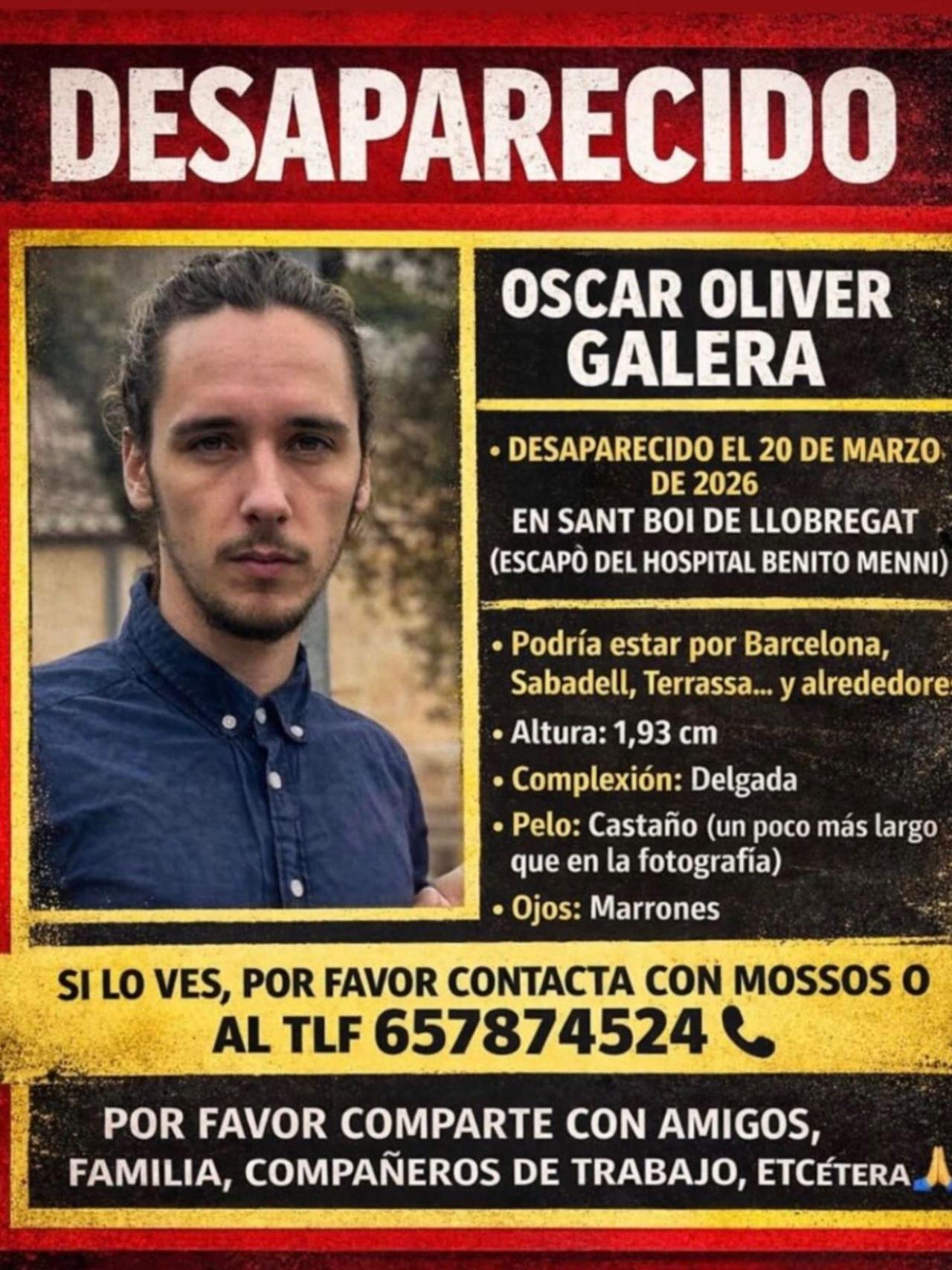 Óscar Oliver Galera, desaparecido en Sant Boi