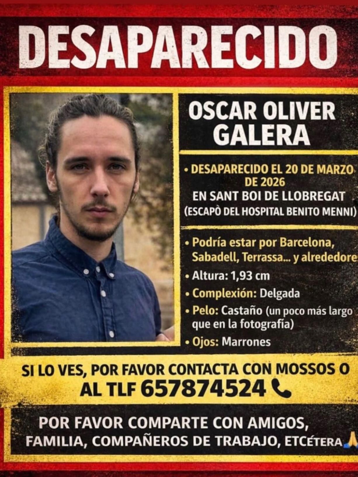 Óscar Oliver Galera, desaparegut a Sant Boi