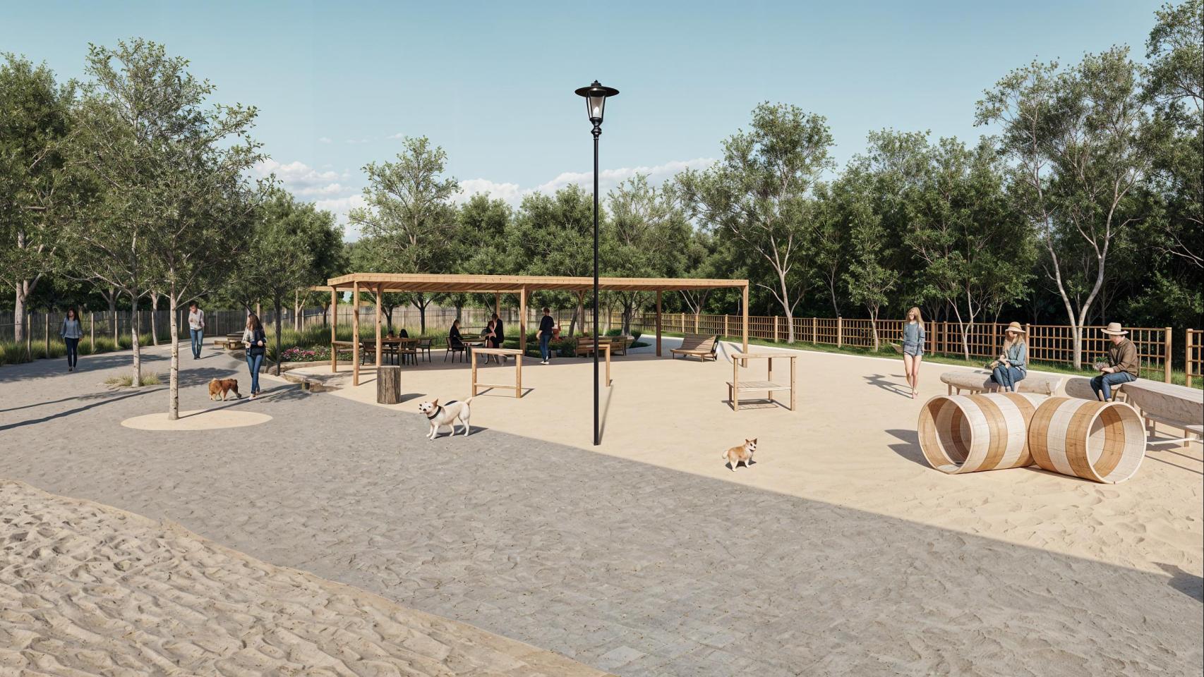 Render del nuevo parque para perros de la avenida Málaga en Castelldefels
