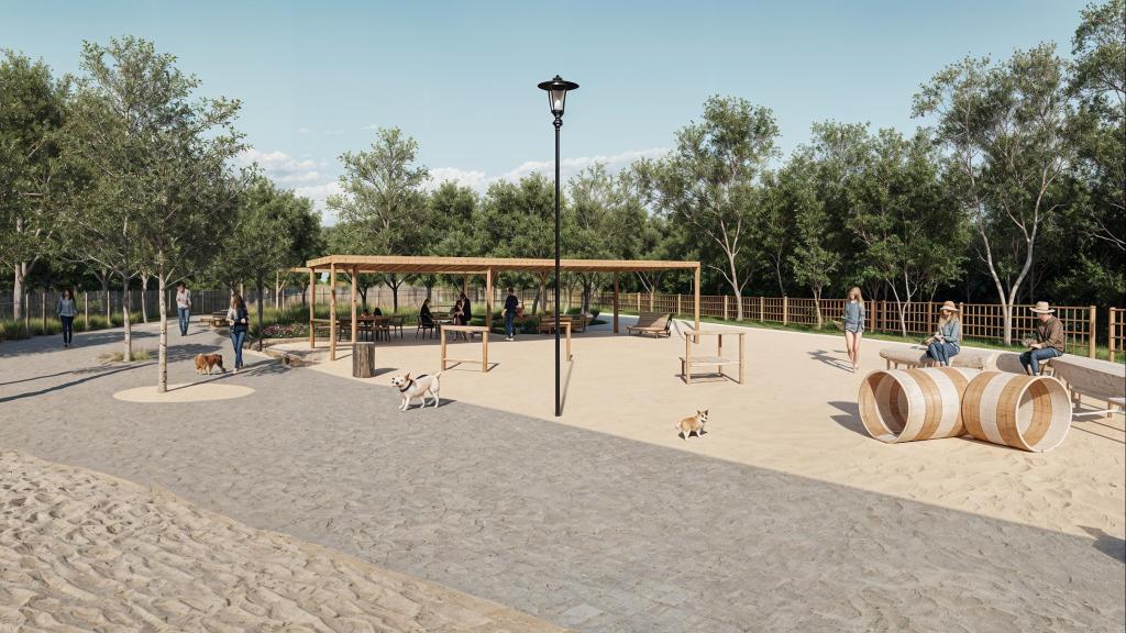 Render del nuevo parque para perros de la avenida Málaga en Castelldefels