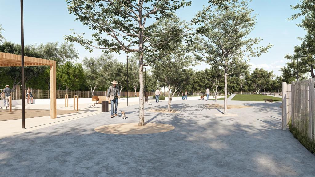 Render del nuevo parque para perros de la avenida Málaga en Castelldefels