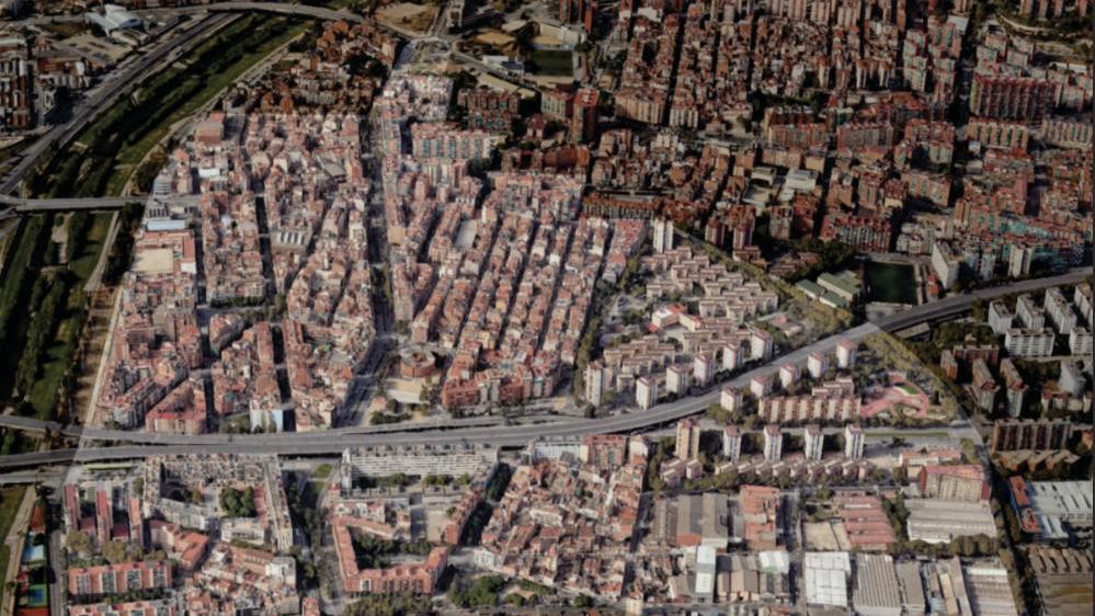 Entorno de Badalona y Sant Adrià en una imagen aérea