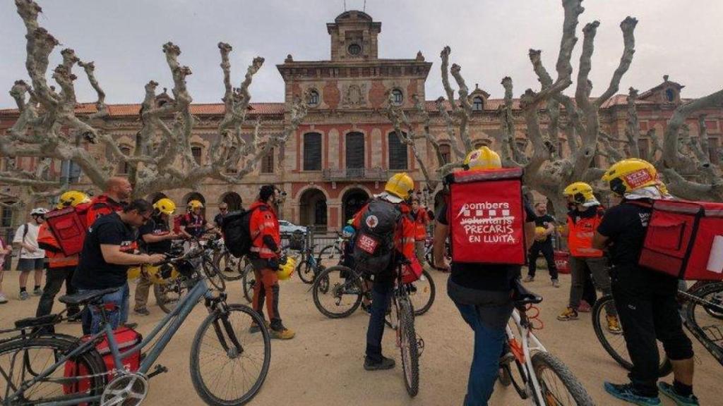 Manifestación de bomberos en Barcelona