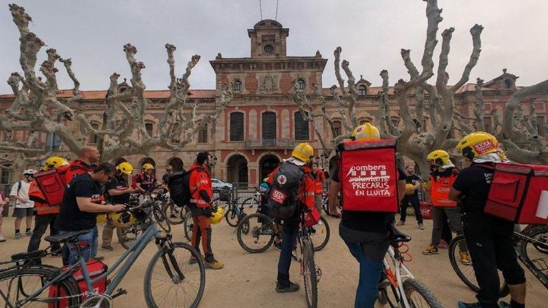 Manifestación de bomberos en Barcelona