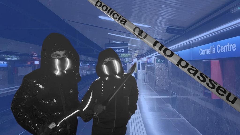 Miembros de la banda de la L5 en un fotomontaje