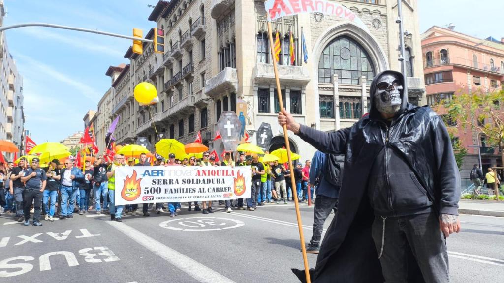 La plantilla de Serra Soldadura durante la manifestación