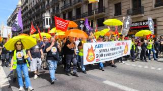Los trabajadores de Serra Soldadura durante la manifestación