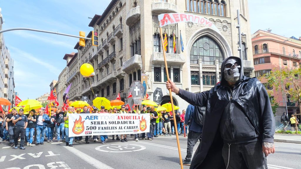 La plantilla de Serra Soldadura durant la manifestació