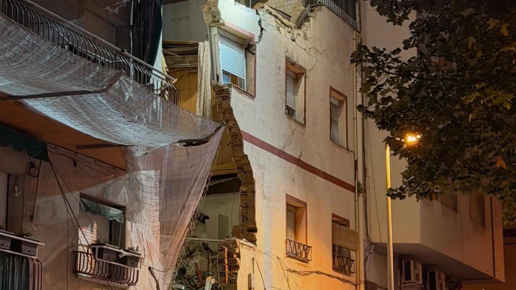 El edificio derrumbado en Badalona