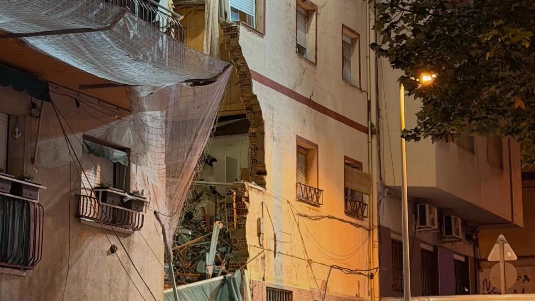 El edificio derrumbado en Badalona