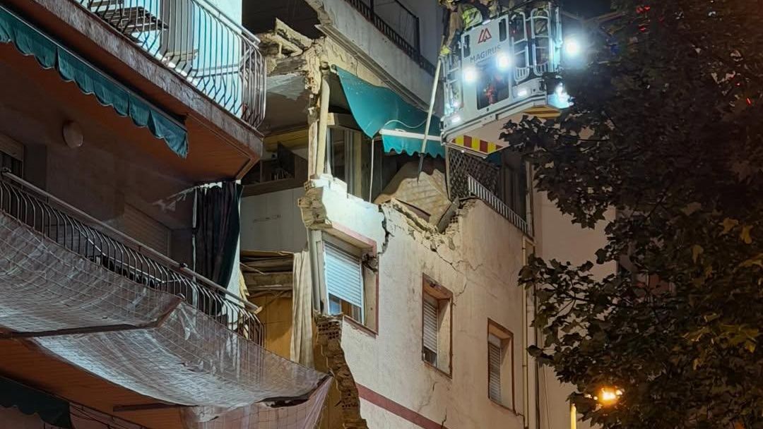 El edificio derrumbado en Badalona