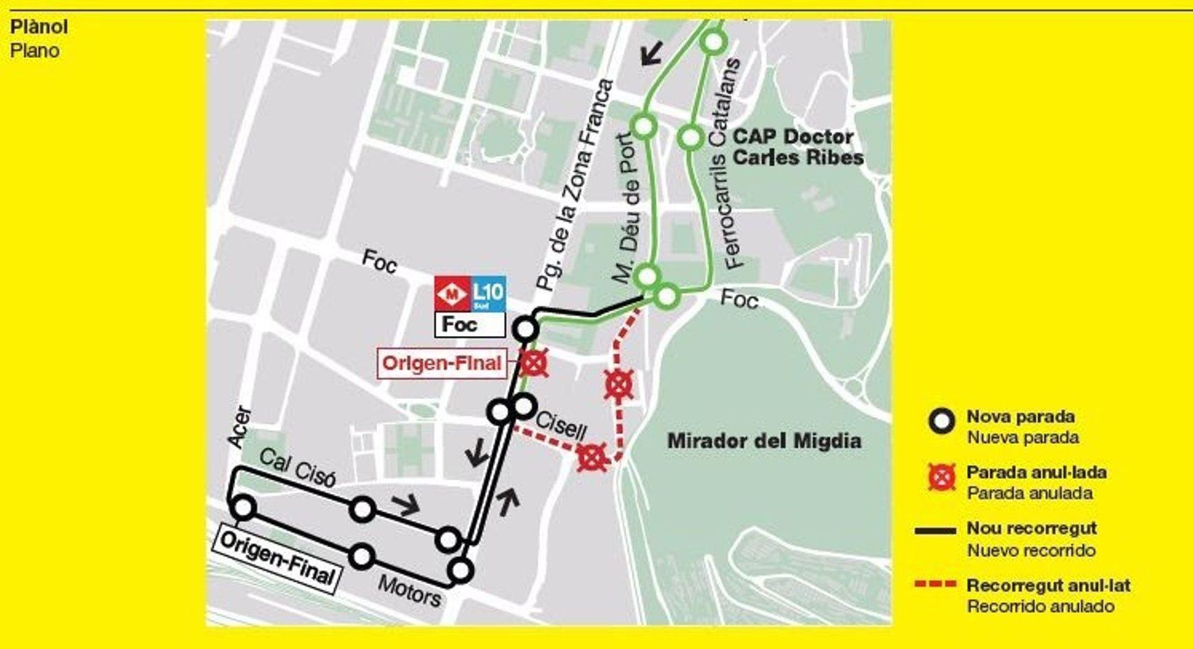 El nou recorregut de la línia V5 del bus de Barcelona