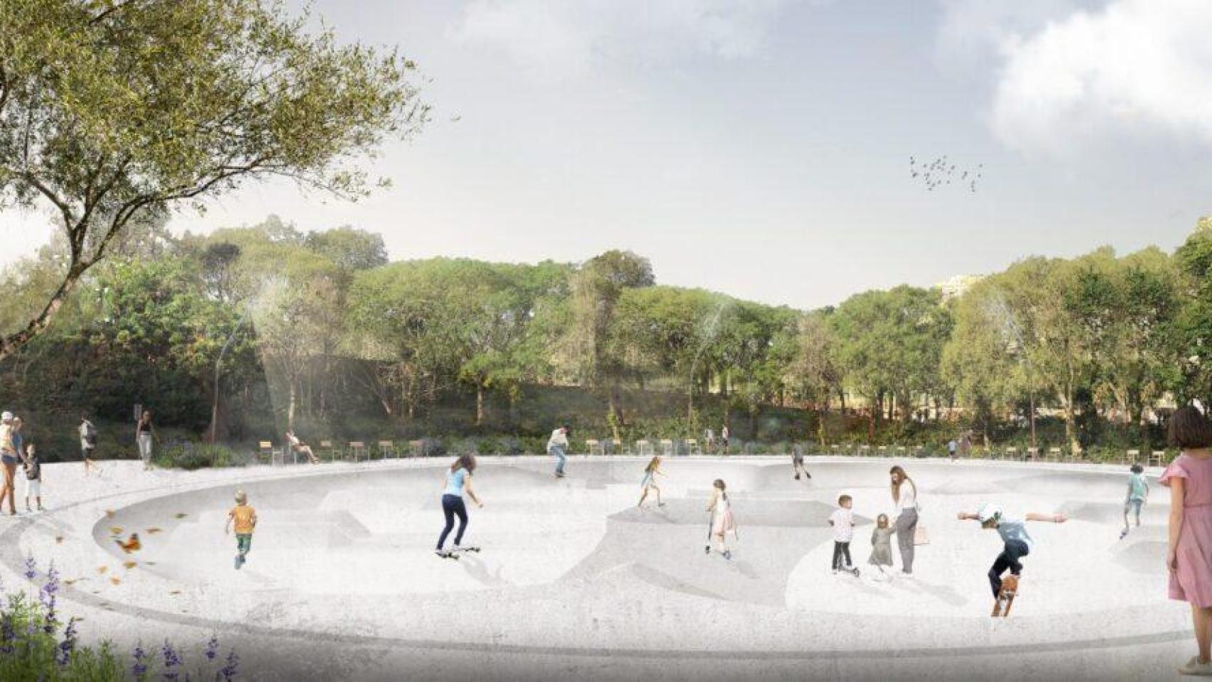 Render de la nueva plaza de Pablo Neruda