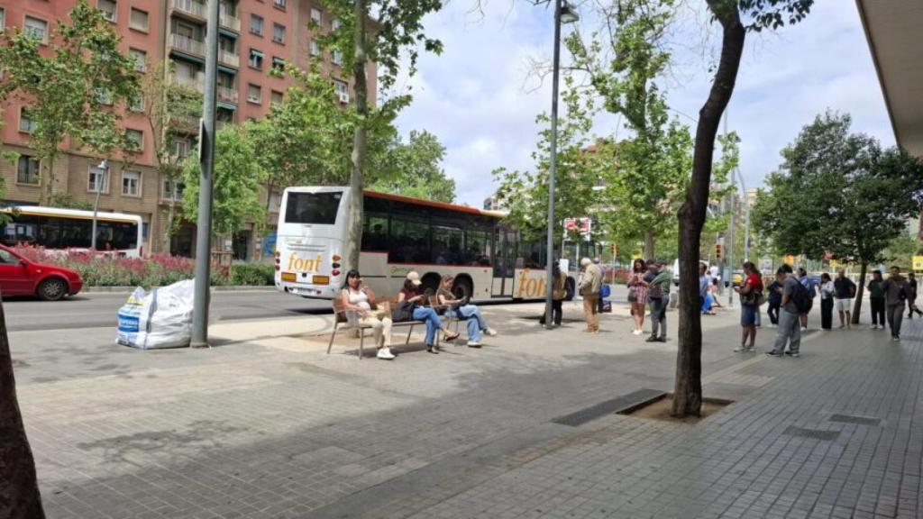 Una parada de autobús en Barcelona
