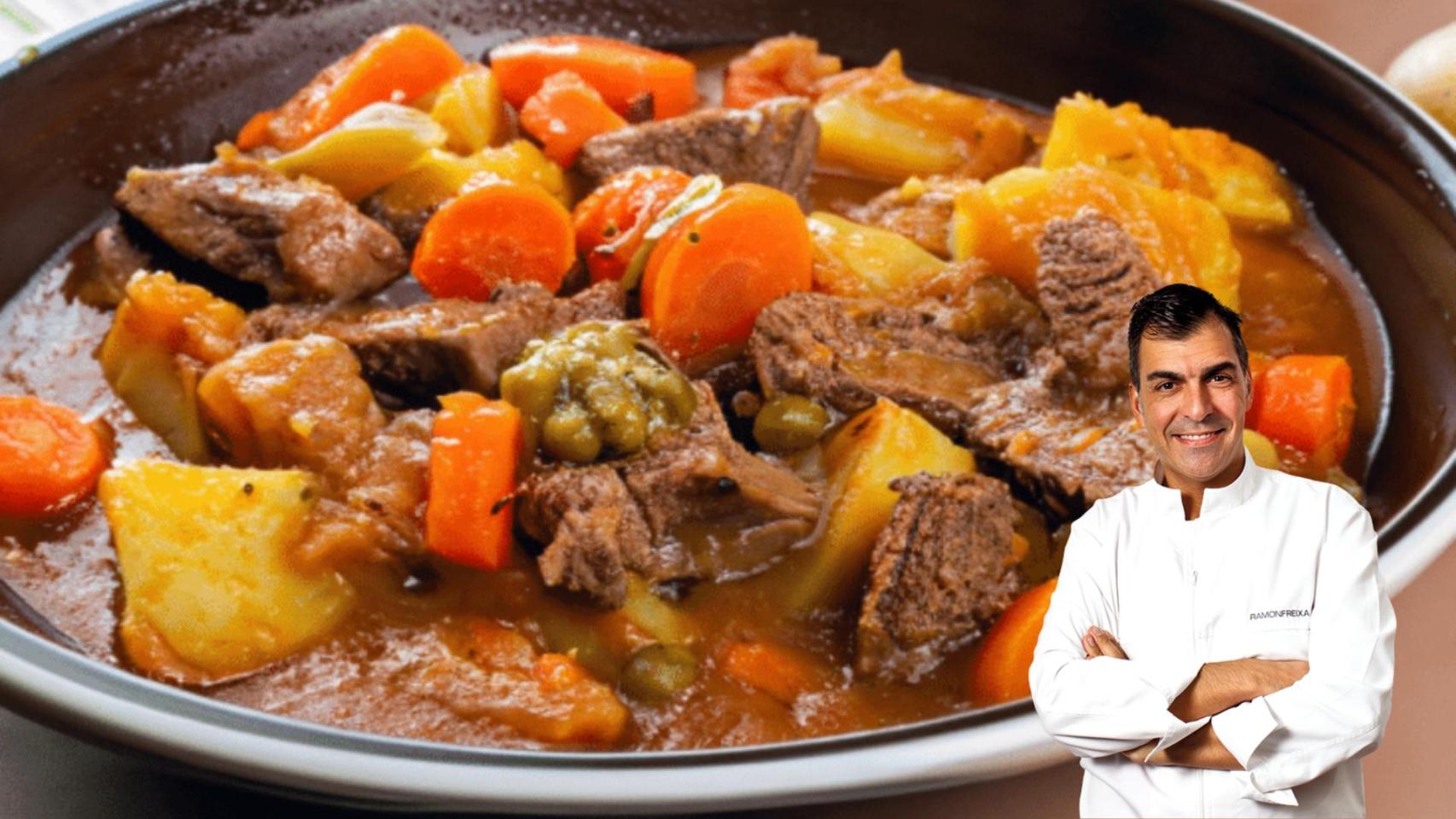Montaje de guiso de carne y Ramon Freixa / MA