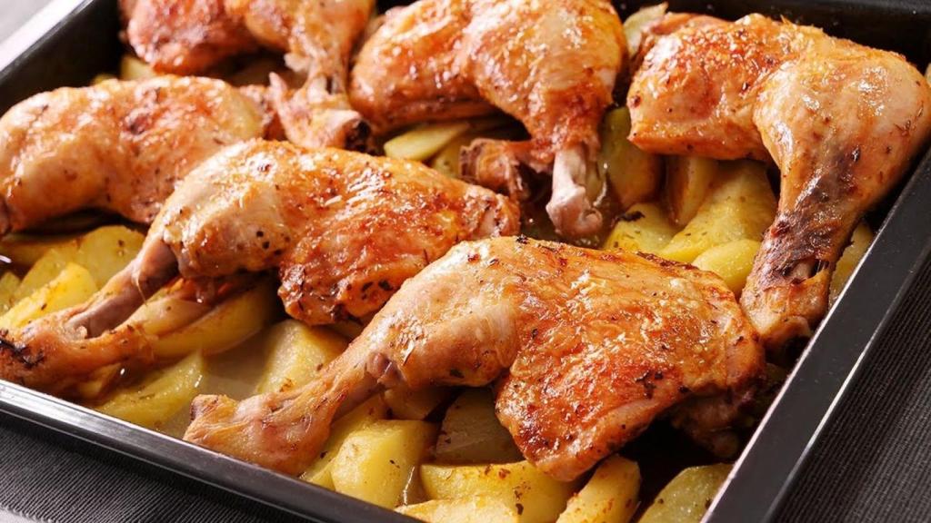 Pollo asado con patatas 