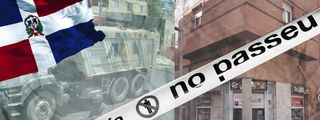 Fotomontaje del sicario de República Dominicana y la tienda donde tuvo lugar el tiroteo en Barcelona