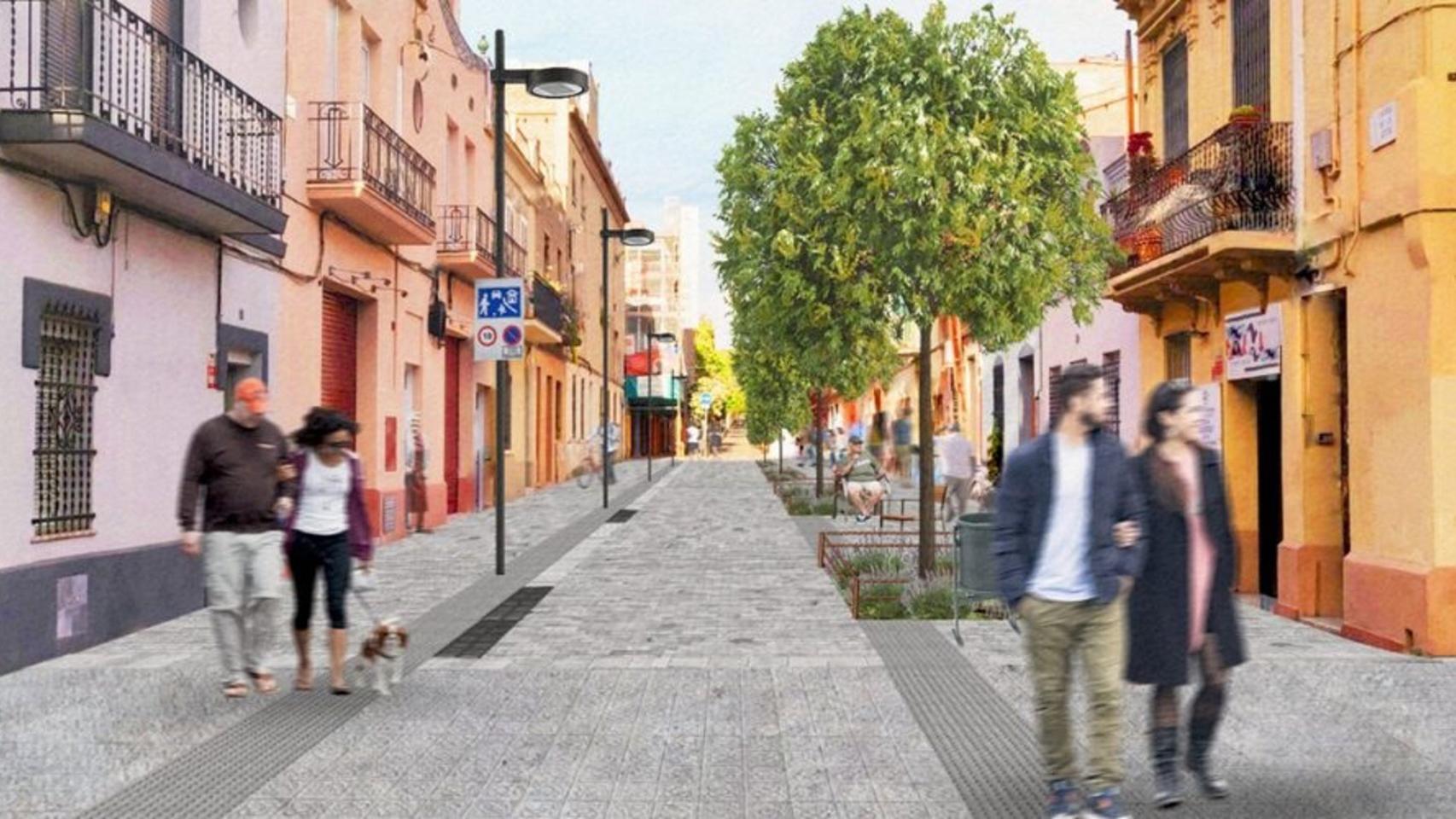 Render de las obras en la calle Jota de Barcelona