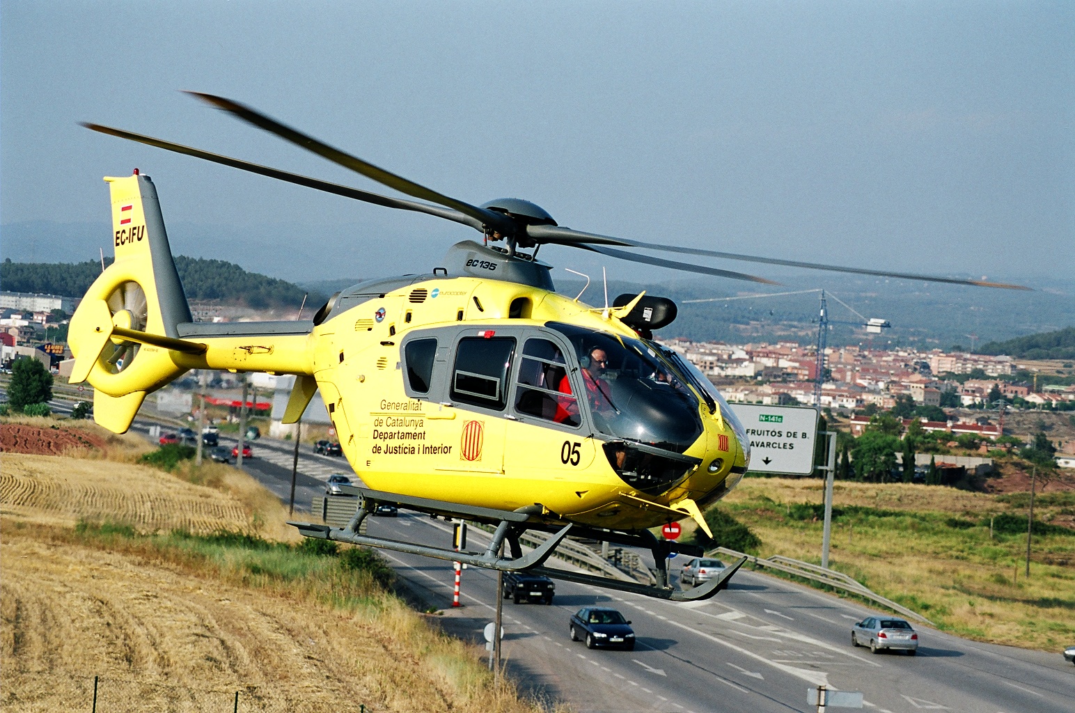 Uno de los helicópteros durante un servicio