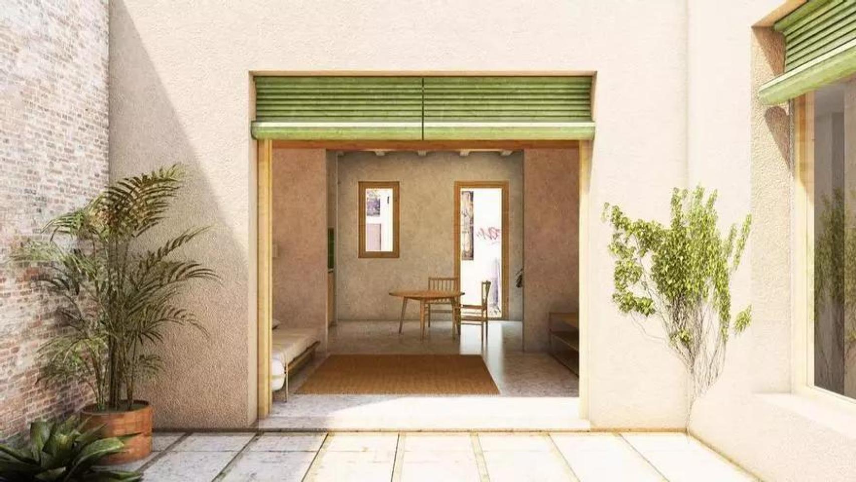 Render de los pisos sociales en las casetes del pasaje Pons de L'Hospitalet