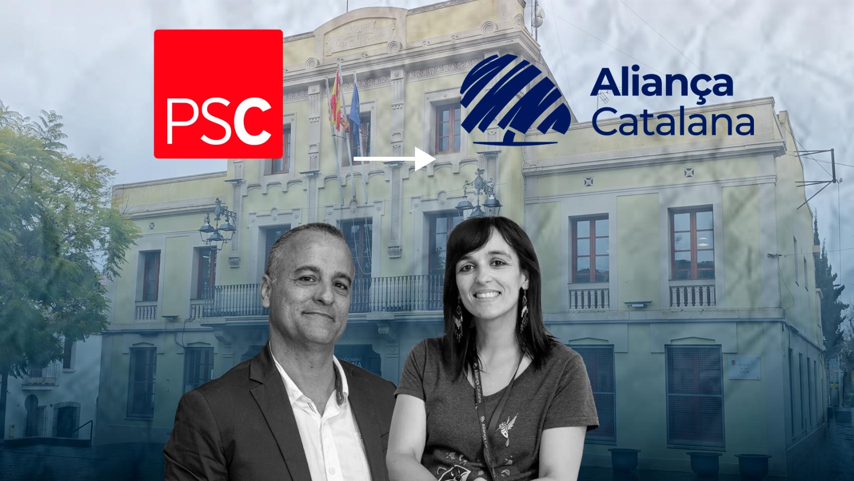 Fotomontaje de Sílvia Orriols, Miquel Santiago y el Ayuntamiento de Tiana