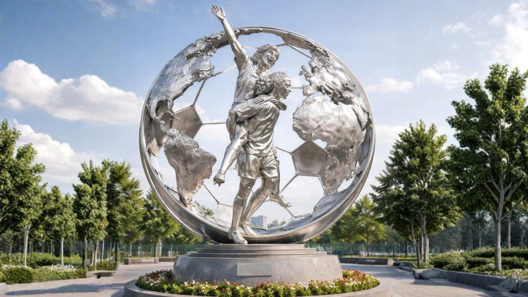  La futura escultura dedicada a Messi y Ronaldinho en Castelldefels