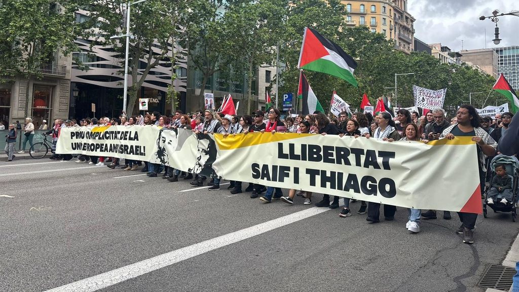 Manifestación en Barcelona para pedir la liberación de los activistas de la Global Sumud Flotilla