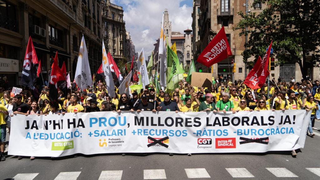 Manifestació de professors a Via Laietana