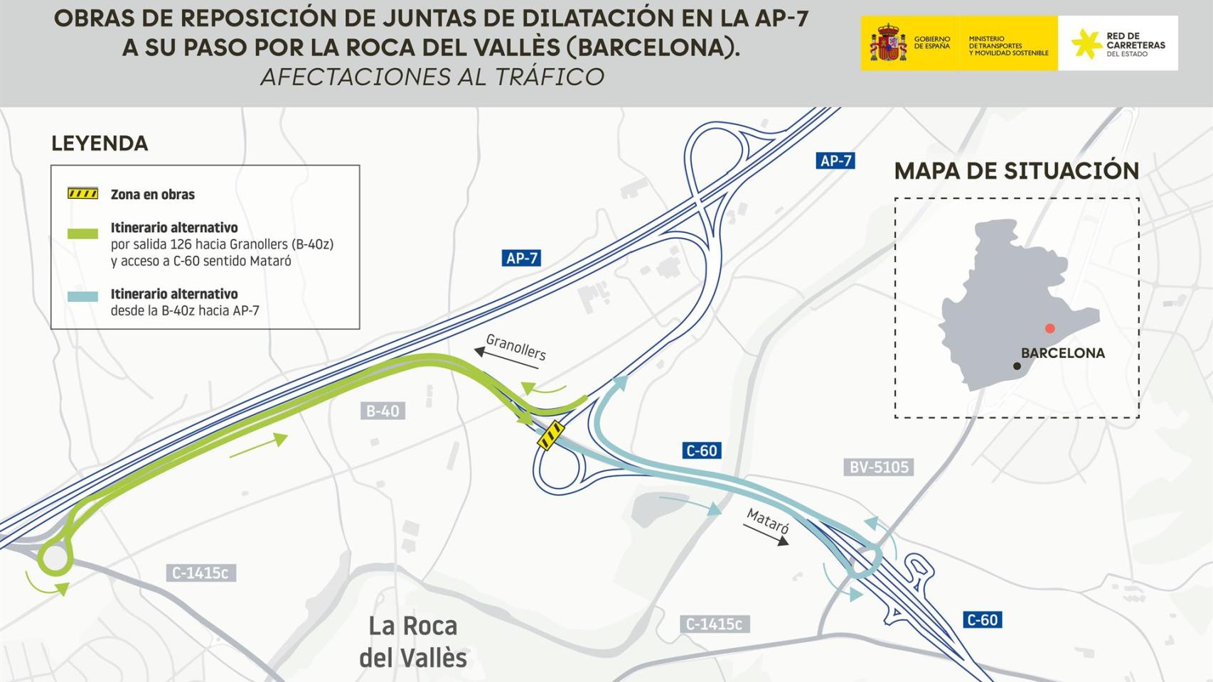 Tramo de afectaciones de la AP-7 por las obras