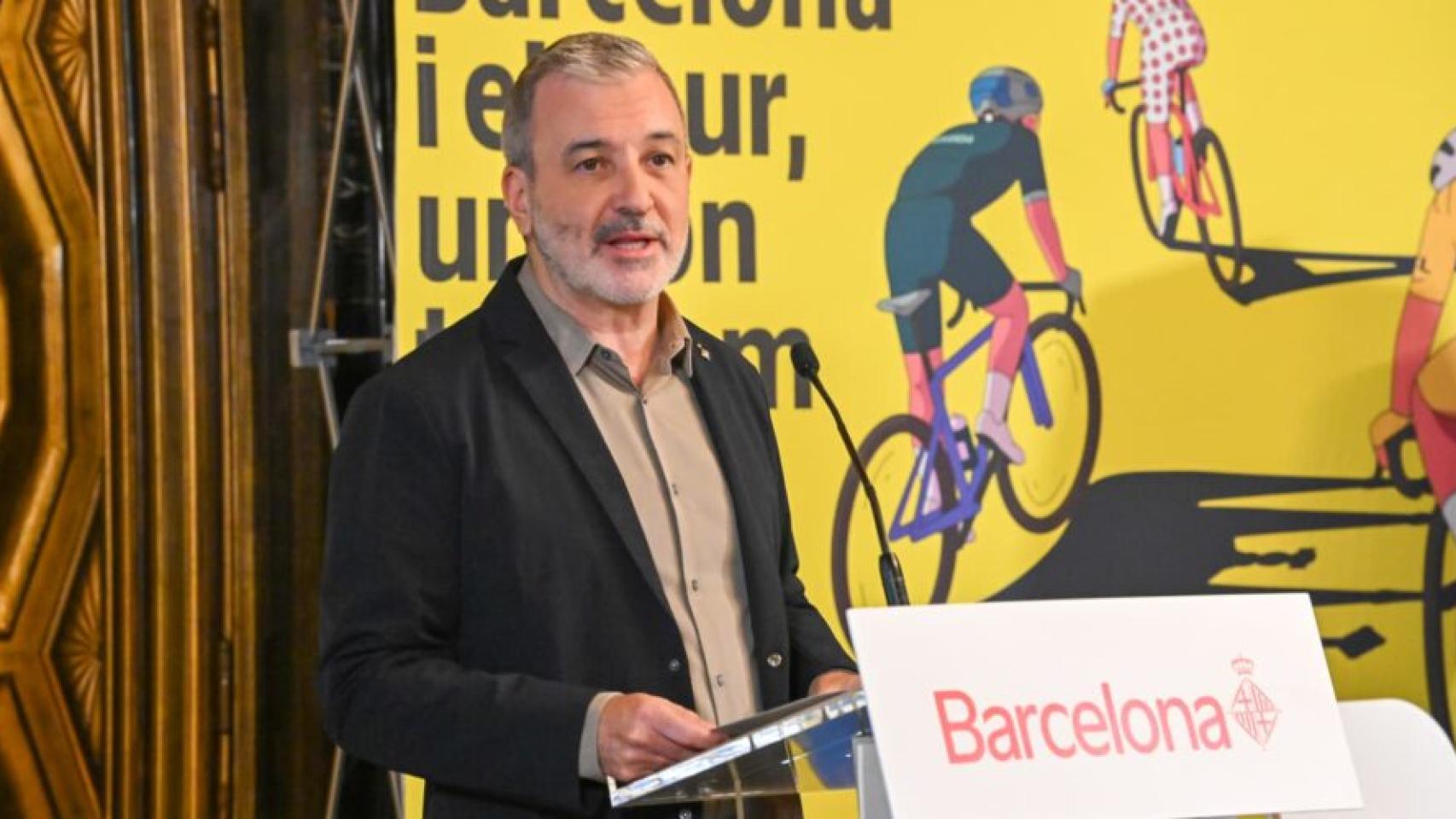 El alcalde de Barcelona, Jaume Collboni, durante la presentación de la fiesta mayor del Tour de Francia