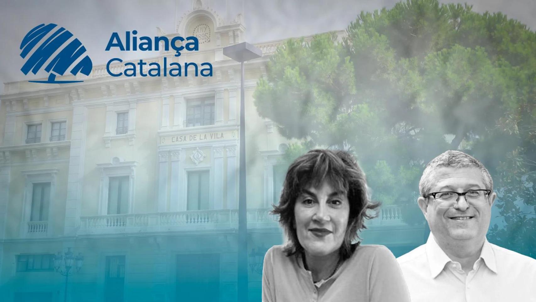 Un montaje con el Ayuntamiento de L'Hospitalet con los dos candidatos de Aliança Catalana
