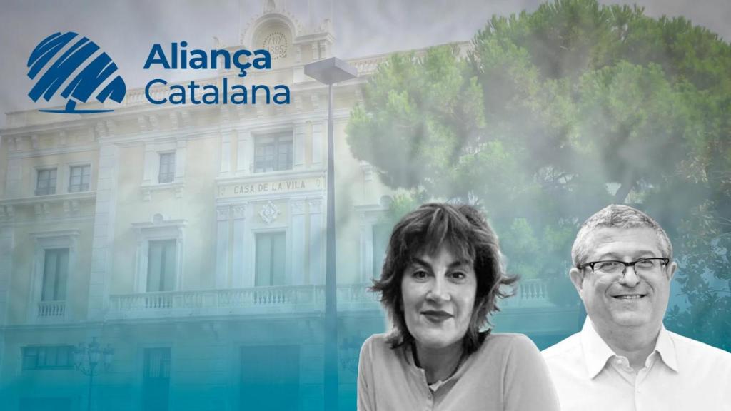 Un montaje con el Ayuntamiento de L'Hospitalet con los dos candidatos de Aliança Catalana