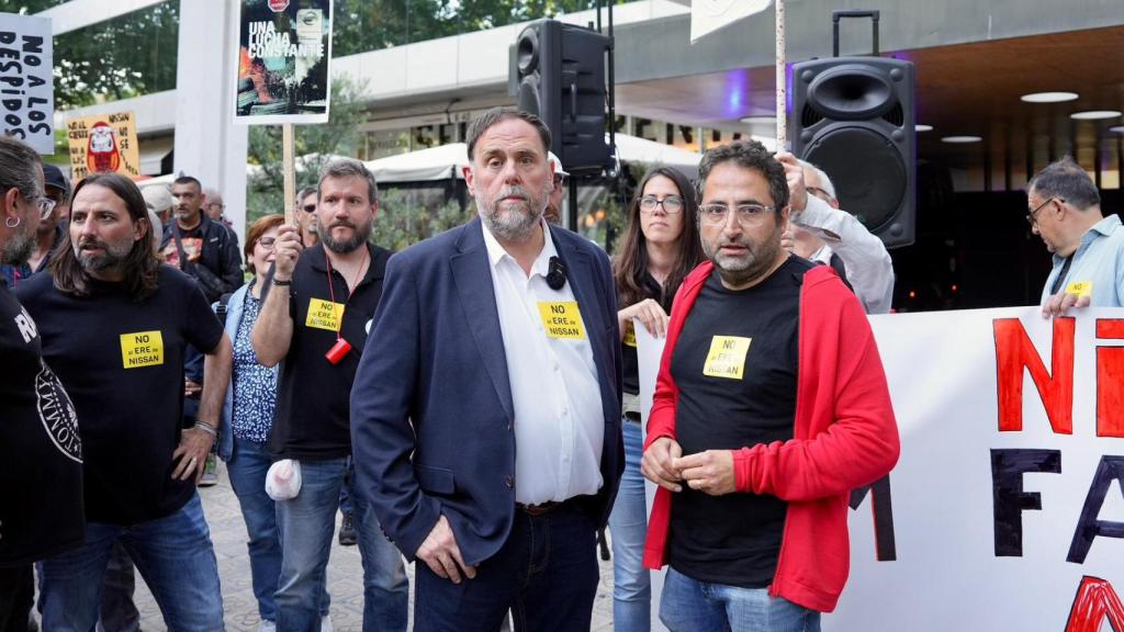 Oriol Junqueras participando en la manifestación contra el ERE de Nissan