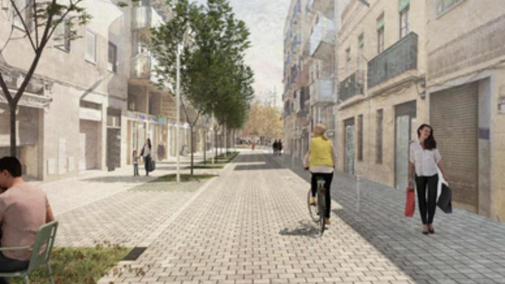 Render de la remodelación de la calle Bogatell en Sant Adrià
