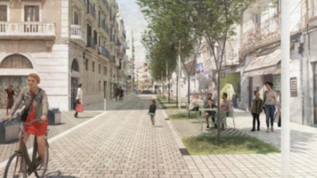 Render de la remodelación de la calle Bogatell en Sant Adrià